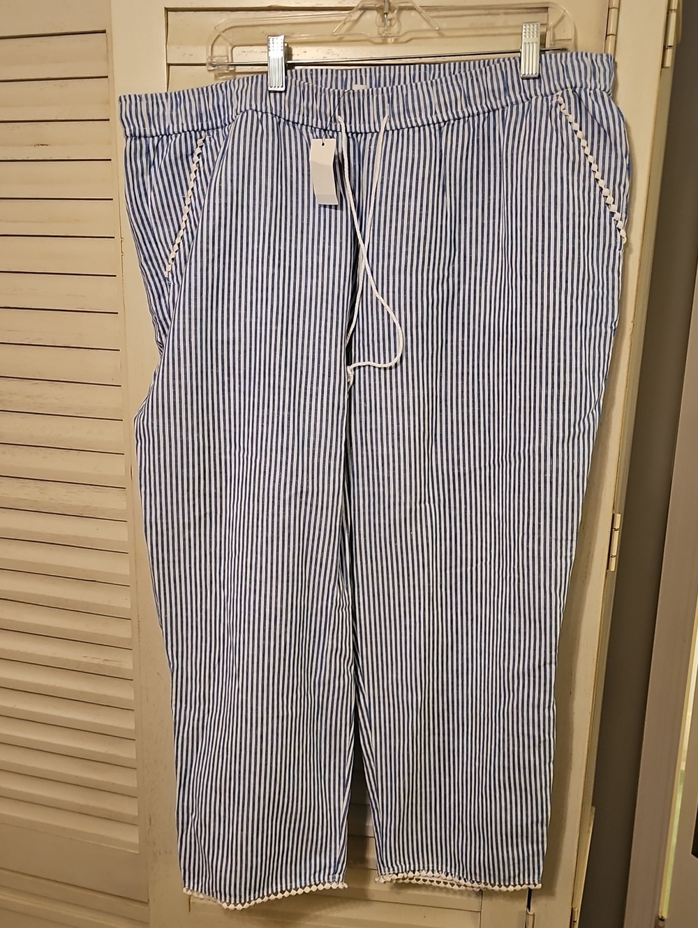 Talbots Blue and White Striped Pull-On Pants